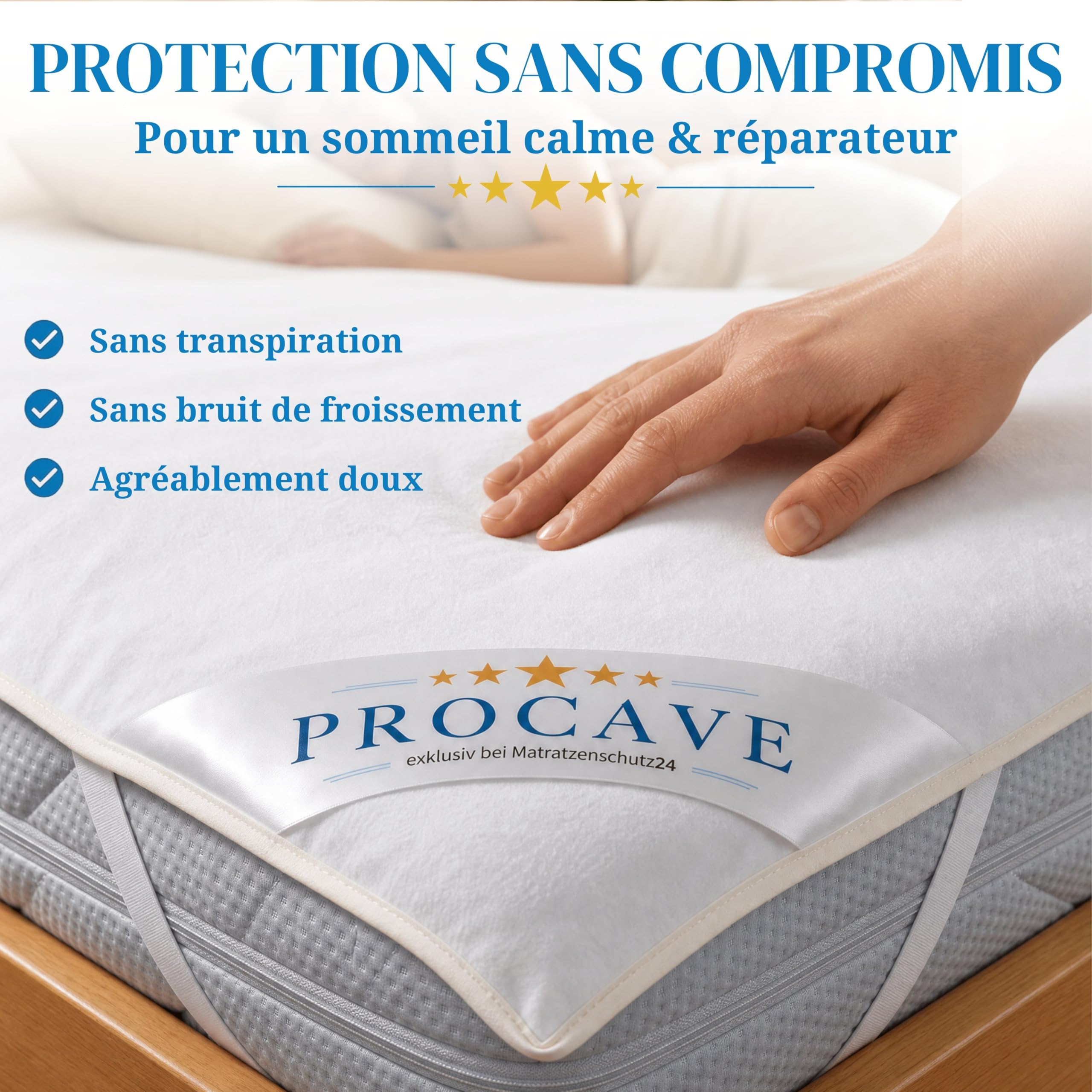 PROCAVE | protège-Matelas imperméable dans des Tailles différentes | alèse imperméable en Molleton | fabriqué en Allemagne | protège-Oreiller| 160x200 cm