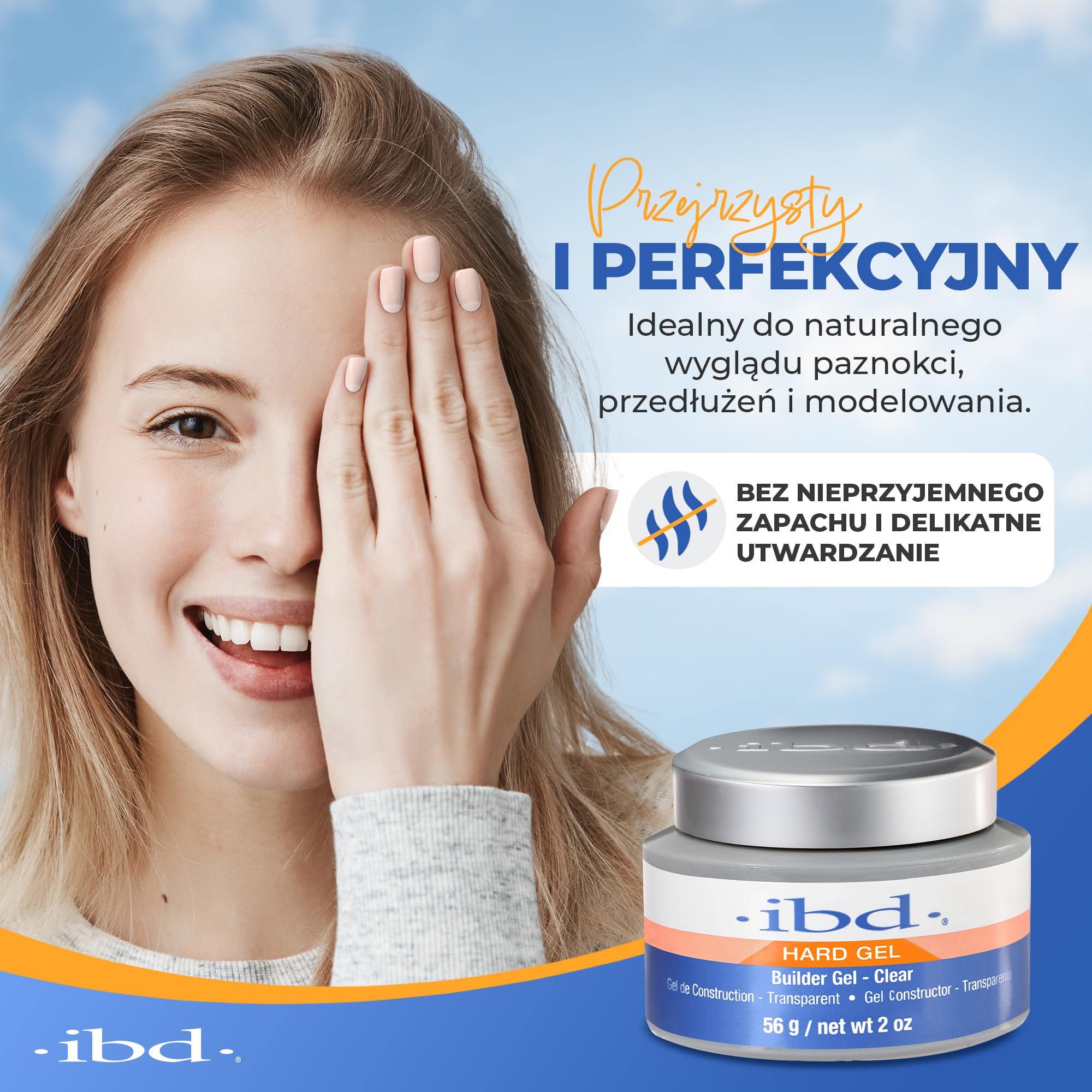 IBD Hard Gel - UV Builder Gel Clear, 56 g - MADE IN USA - Najwyższej jakości żel budujący do paznokci żelowych