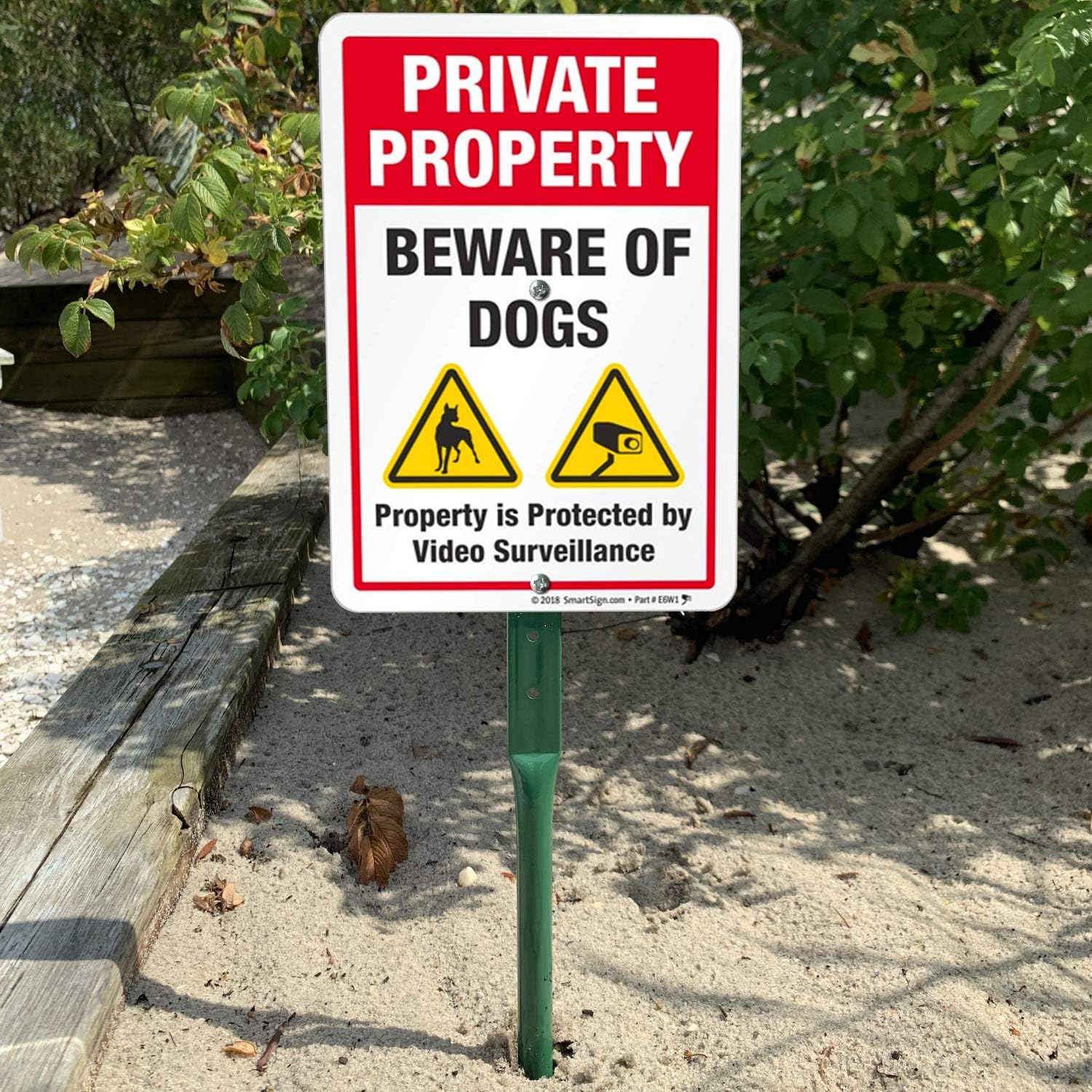 SmartSign Private Property Beware of Dogs Sign with Stake, Aluminum Sign with 18" Stake, 10x7 inches - Image 5