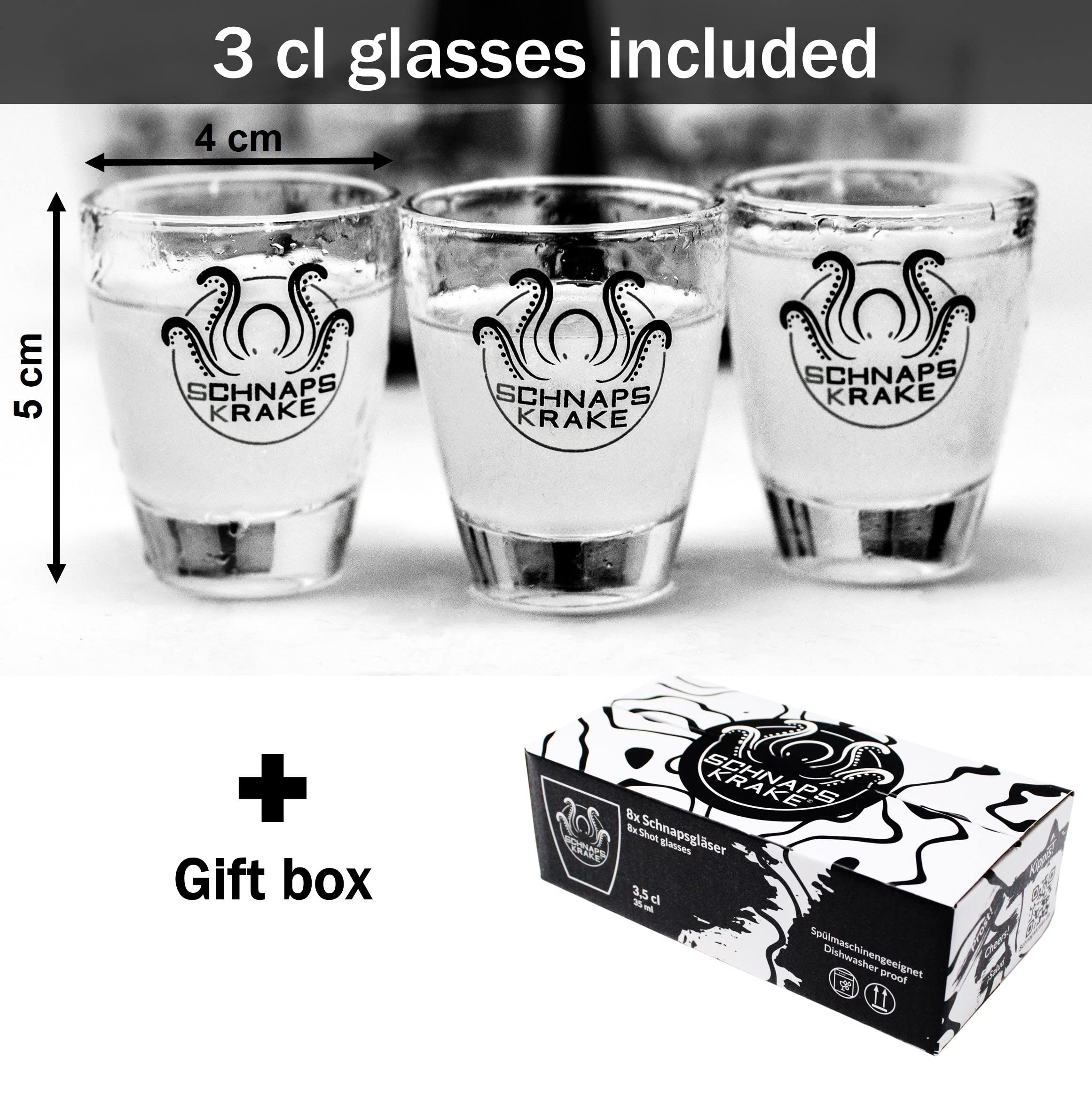 Schnapskrake® Verres à Shot Avec Logo - Verres à Shot De 3 Cl Dans
