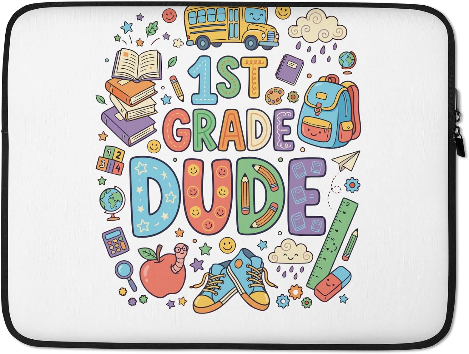 First Grade Dude Back to School Boy Student Elementary Graphic Laptop Sleeve