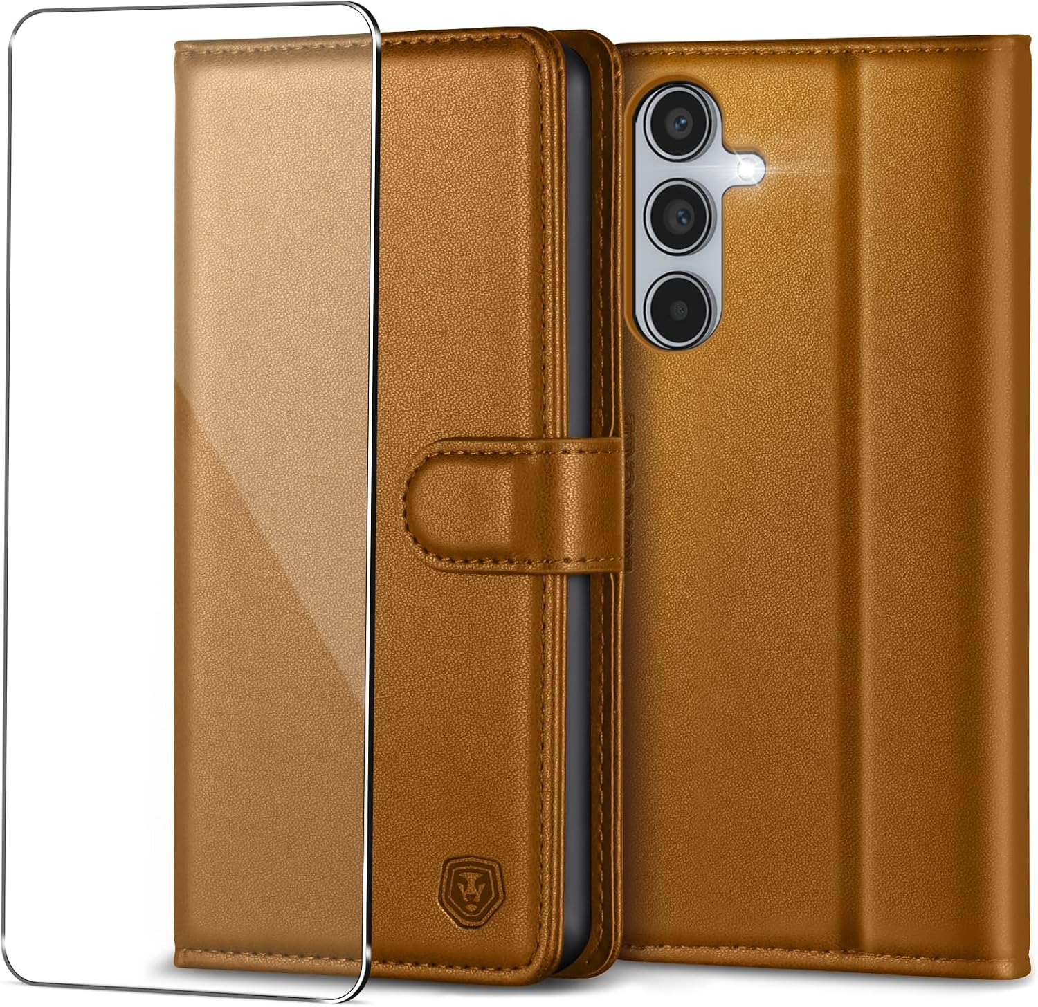 Kuafcase Mobile Phone Case for Samsung Galaxy A55 5G Case Premium Leather Folding Flip Case Magnetic Card Slot Stand Function Flip Case Protective Cover for Samsung Galaxy A55 Brown