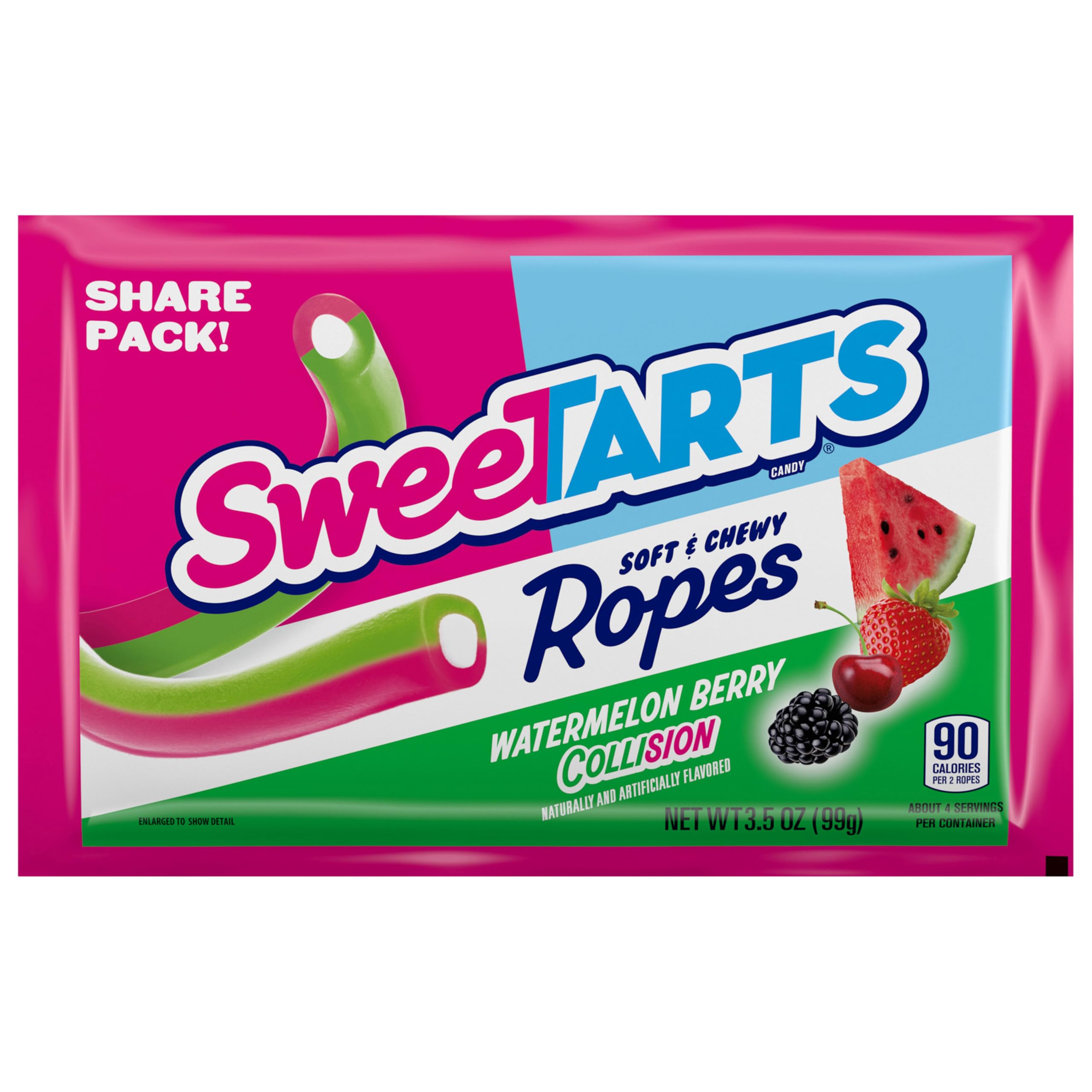 SweeTARTS Cuerdas, bayas de sandía, paquete de 3.5 onzas, 12 unidades