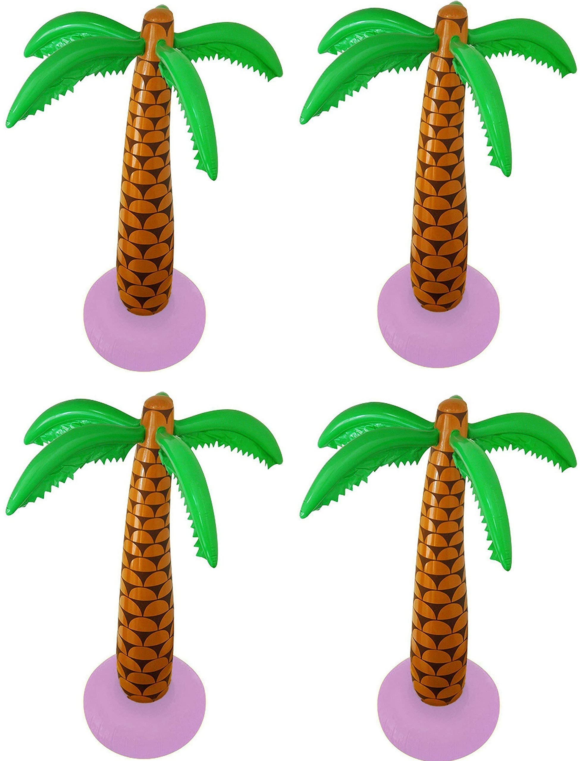 4 x Inflatable Palm Trees 90cm – Tropical Party Decorations – Hawaiian Luau Beach & Island Adventure Wayfinder Theme – Large Coconut Tree Prop for Kids & Adults Parties