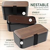 Vista 61 de Umami Bento Lunch Box for Men & Women, Black Lotus, 68 oz