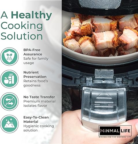 Miniatura 4 de MINMALLIFE Forro de silicona para freidora de aire, pergamino de silicona, insertos para freidora de aire, forros reutilizables para freidora de