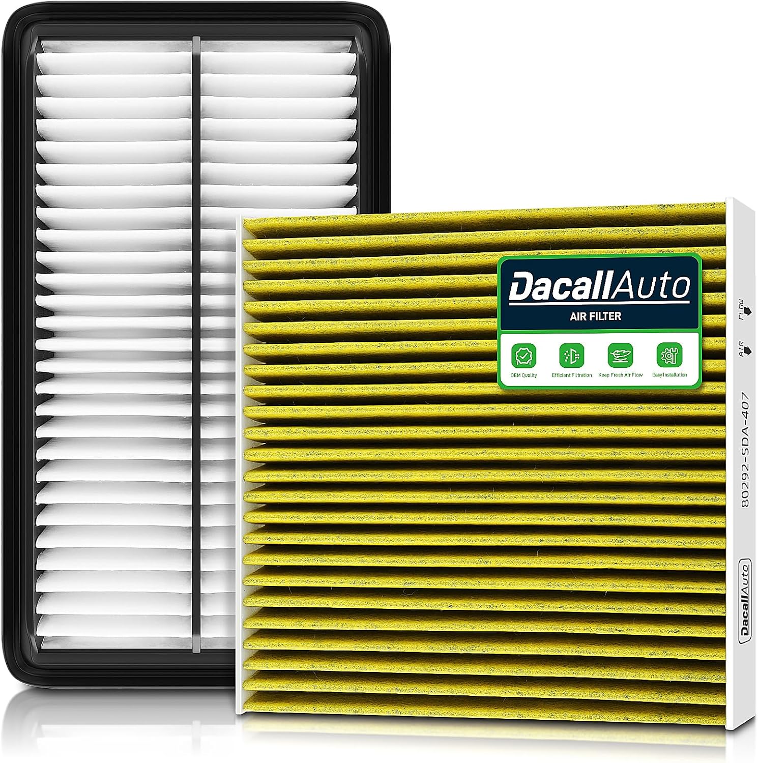 Activated Carbon Cabin & Engine Air Filter Set for Honda Passport/Pilot/Ridgeline V6-3.5L (2016-2025), for Acura MDX V6-3.0L/3.5L (2016-2020), Replace Part NO. 17220-5J6-A10, 80292-SDA-407