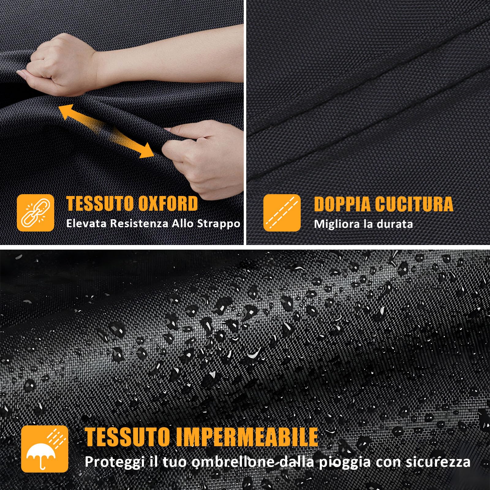 Copertura per Dondolo da Giardino Impermeabile, Copri Dondolo 3 Posti Esterno, Antivento, Crema solare, 600D Oxford per Tettuccio per Dondolo 3 Posti (Nero, 220x135x170cm)