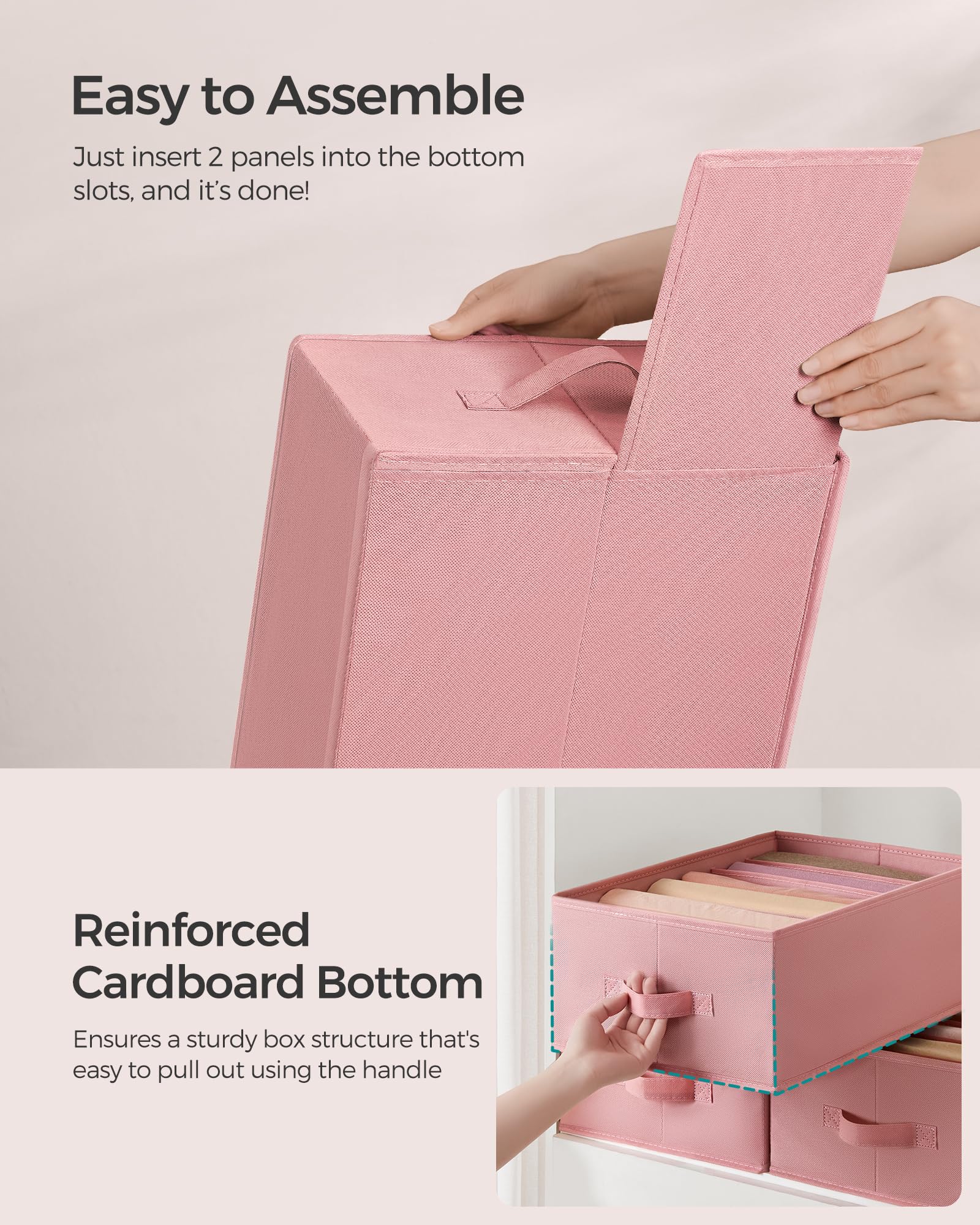 SONGMICS Set of 4 Drawer Organisers, 6-Compartment Closet Organisers, Foldable Wardrobe Clothes Organisers, 42 x 30 x 17 cm - Image 4