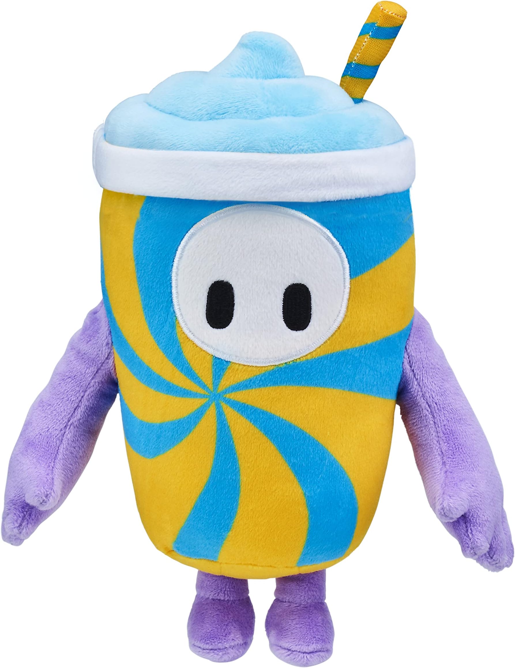 Fall Guys Moose Toys Blue Freeze Bean Skin Official Collectable 8" Cuddly Deluxe Plush Toy from The Ultimate Knockout Video Game with & Yellow Slushie Cup and Straw