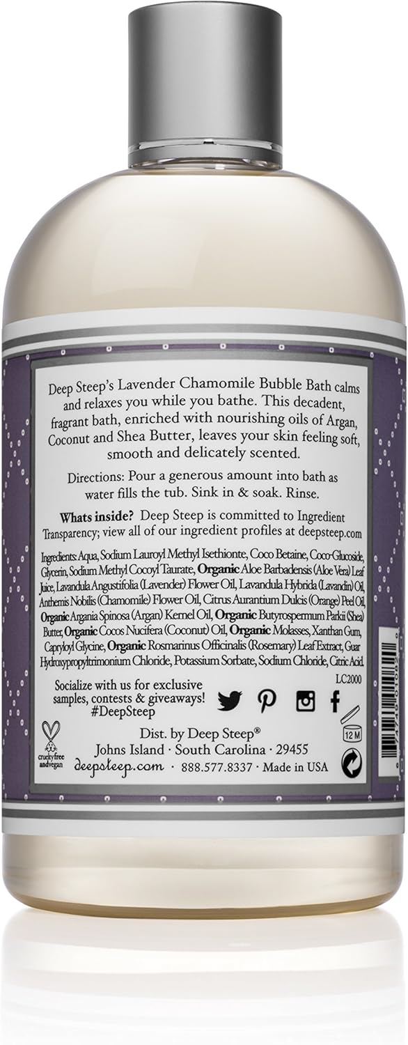 Deep Steep Bubble Bath Bundle Pack: 1 Each: Lavender Chamomile, Vanilla Coconut, Rosemary Mint, 17 Ounce : Beauty & Personal Care