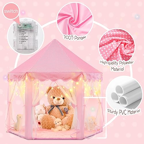 Miniatura 4 de Tienda de campaña de princesa con luces y alfombra, tienda de campaña para niñas, tienda de campaña para interiores y alfombras, tienda de campaña