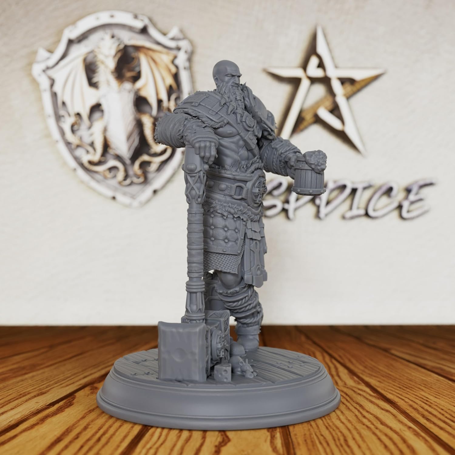 Heroic Scale Unpainted Fantasy Minis - 28mm Professional Miniature Game Figure for Role Playing & TTRPG, Detailed Tabletop Gaming Miniatures for Dungeon Masters - 5cm Mug Barbarian (AS31)