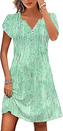 ETCYY Women's Casual Short Sleeve Sundress with Pockets