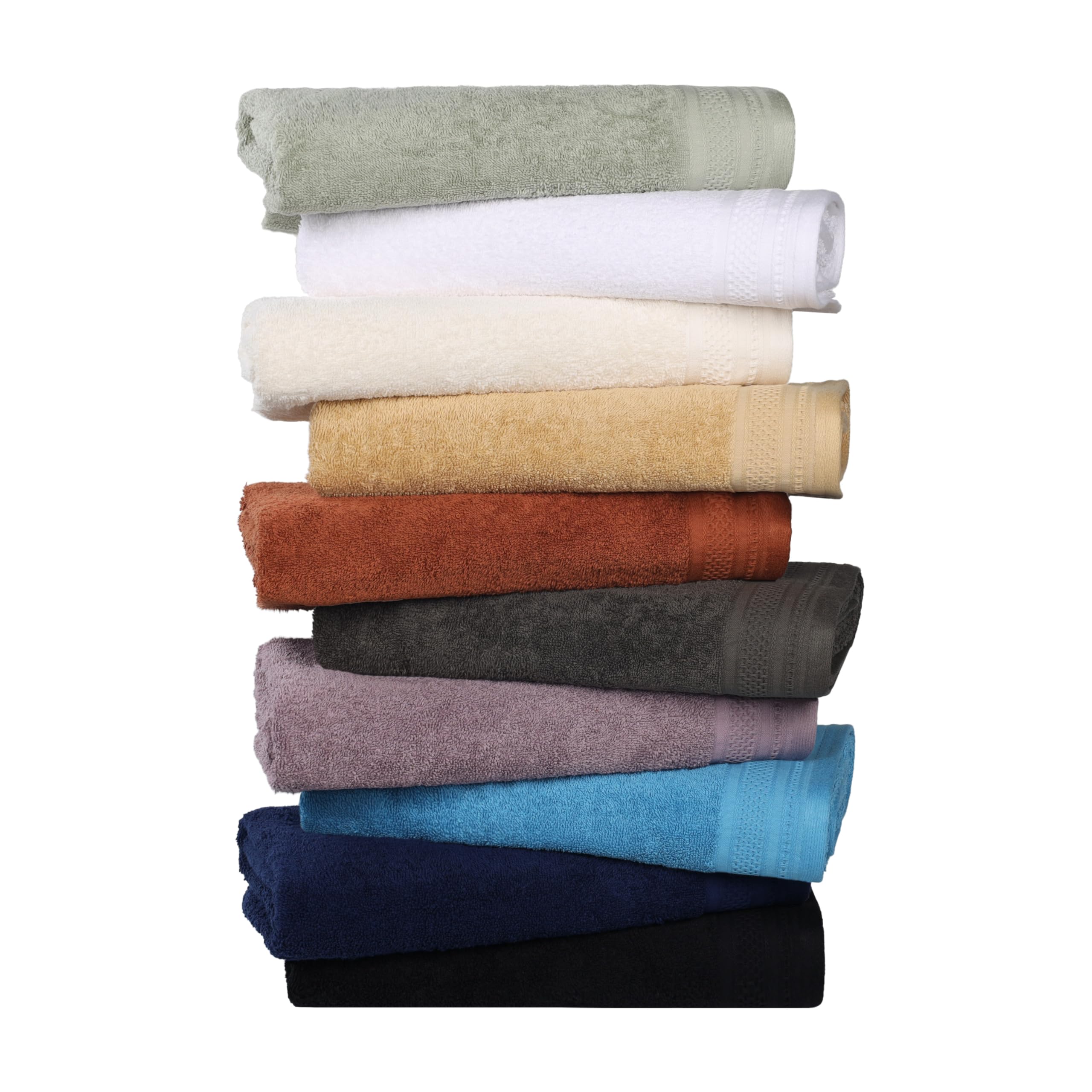 SUPERIOR Asciugamani Jacquard a Nido d'Ape in Cotone 100%, Nebbia Marina, 12 PC Set