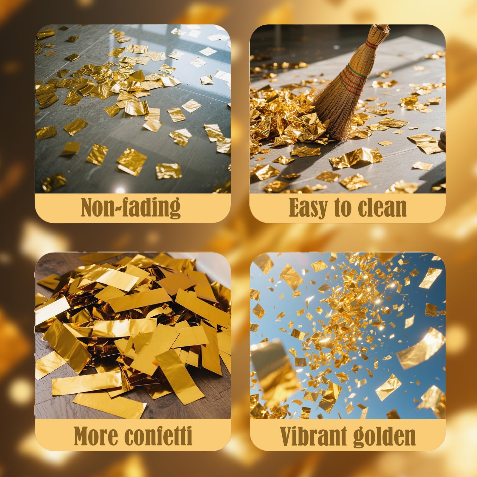 Konfettikanonen, goldfarben, 5er-Pack, 30,5 cm, Party-Popper für alle Feiern: Hochzeiten, Weihnachten, Jubiläen und mehr