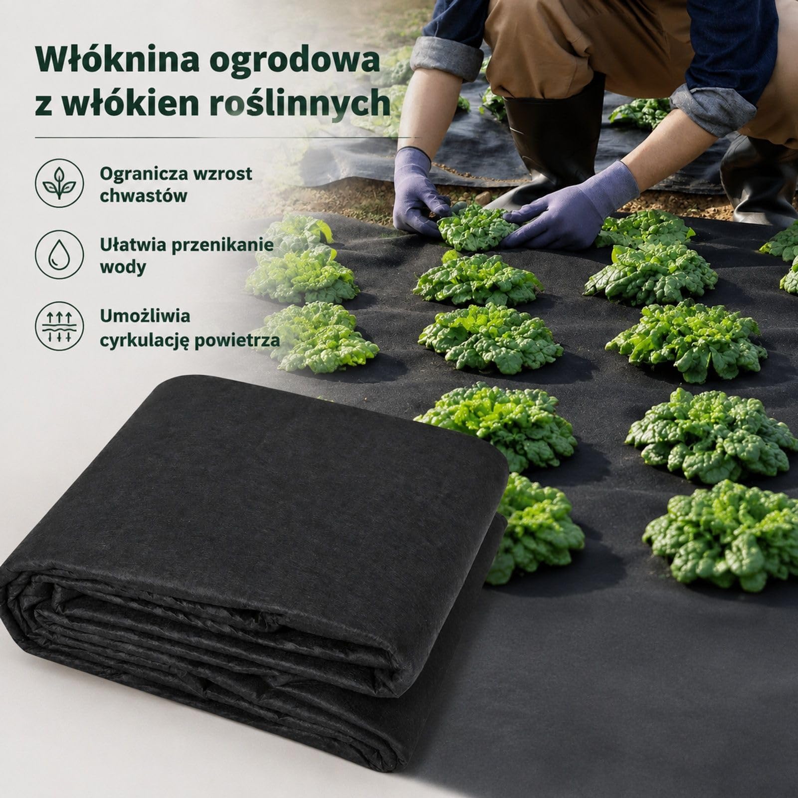 Czarna włóknina ogrodowa do rabat, ścieżek żwirowych, podjazdów i aranżacji krajobrazu