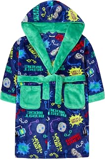 Boys Gaming Dressing Gown for Gamers Robe Gamer Hooded Fleece Bathrobe Video Game Pixel Housecoat