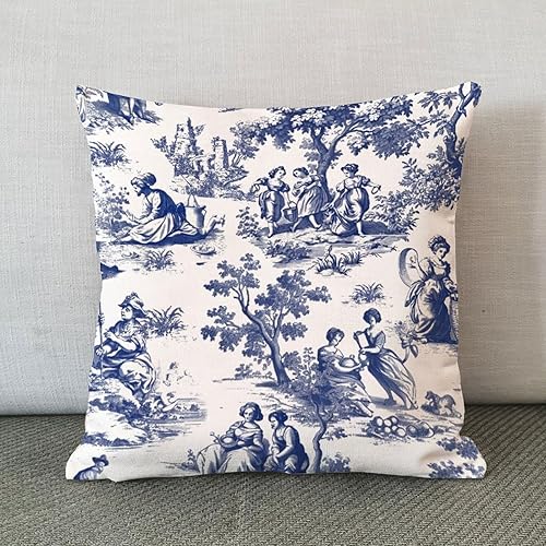 Vista 873 de ArogGeld Chinoiserie - Fundas de almohada escénicas asiáticas, estilo asiático, funda de almohada azul y verde Kelly, funda de cojín para decoración