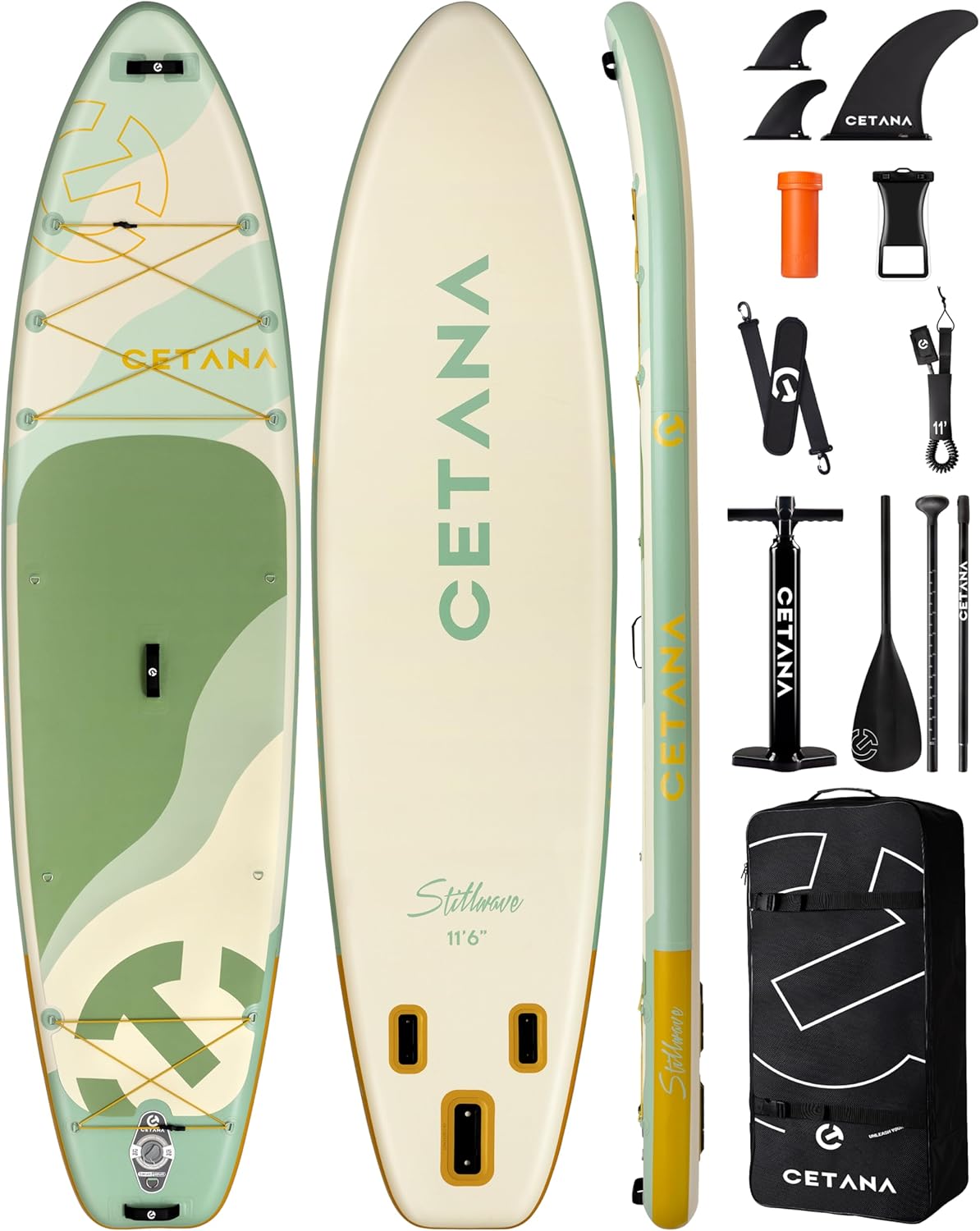 CETANA 11’6” x 35” Extra Wide Inflatable Paddle Board, 450 lb Capacity Wide Stable SUP, 2–3 Person Paddle Board for Photos, Aesthetic Photo-Ready Design, Beginner Friendly Stand Up Paddle Board