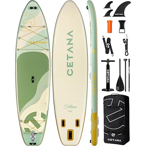 CETANA 11’6” x 35” Extra Wide Inflatable Paddle Board, 450 lb Capacity Wide Stable SUP, 2–3 Person Paddle Board for Photos, Aesthetic Photo-Ready Design, Beginner Friendly Stand Up Paddle Board