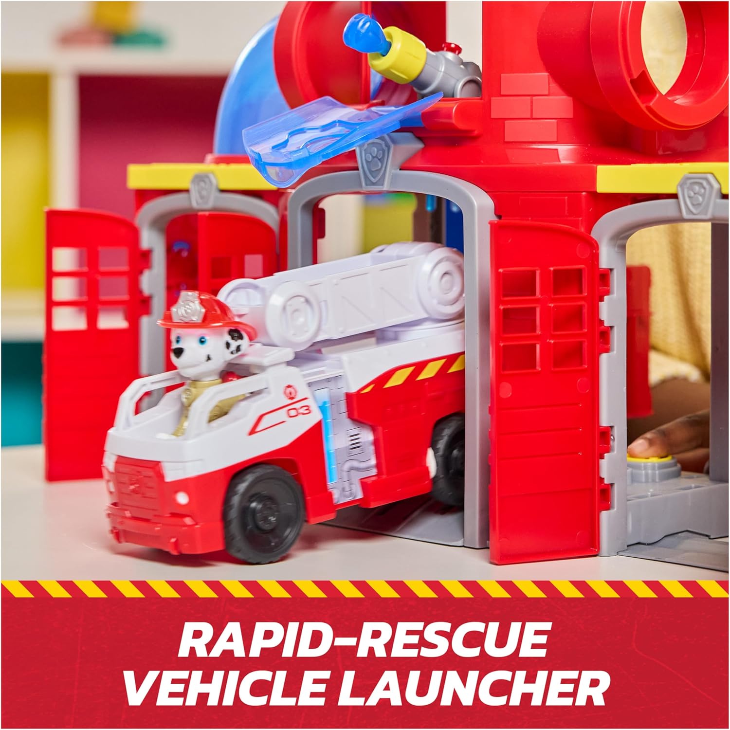 Paw Patrol - Fire Rescue Fire Station - Marcus Car Figure - Sound & Light Effects - Kids Toy - Ages 3+