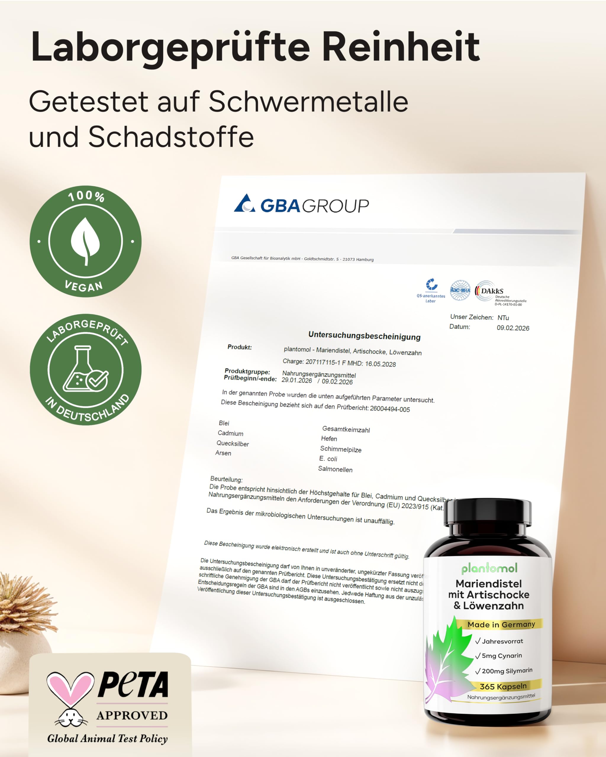 Mariendistel Komplex Hochdosiert – 365 Mariendistel Leber Komplex Kapseln – JAHRESVORRAT mit Artischocken Extrakt & Symarin als Leber Komplex Kapseln – Milk Thistle Capsules – 1 Kapsel/Tag