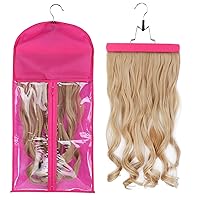 Vista 11 de 1 Paquete de Soporte para Extensiones de Cabello Extra Largos, Bolsa de Almacenamiento para Pelucas con Colgador, Piezas de Cabello, Estuche