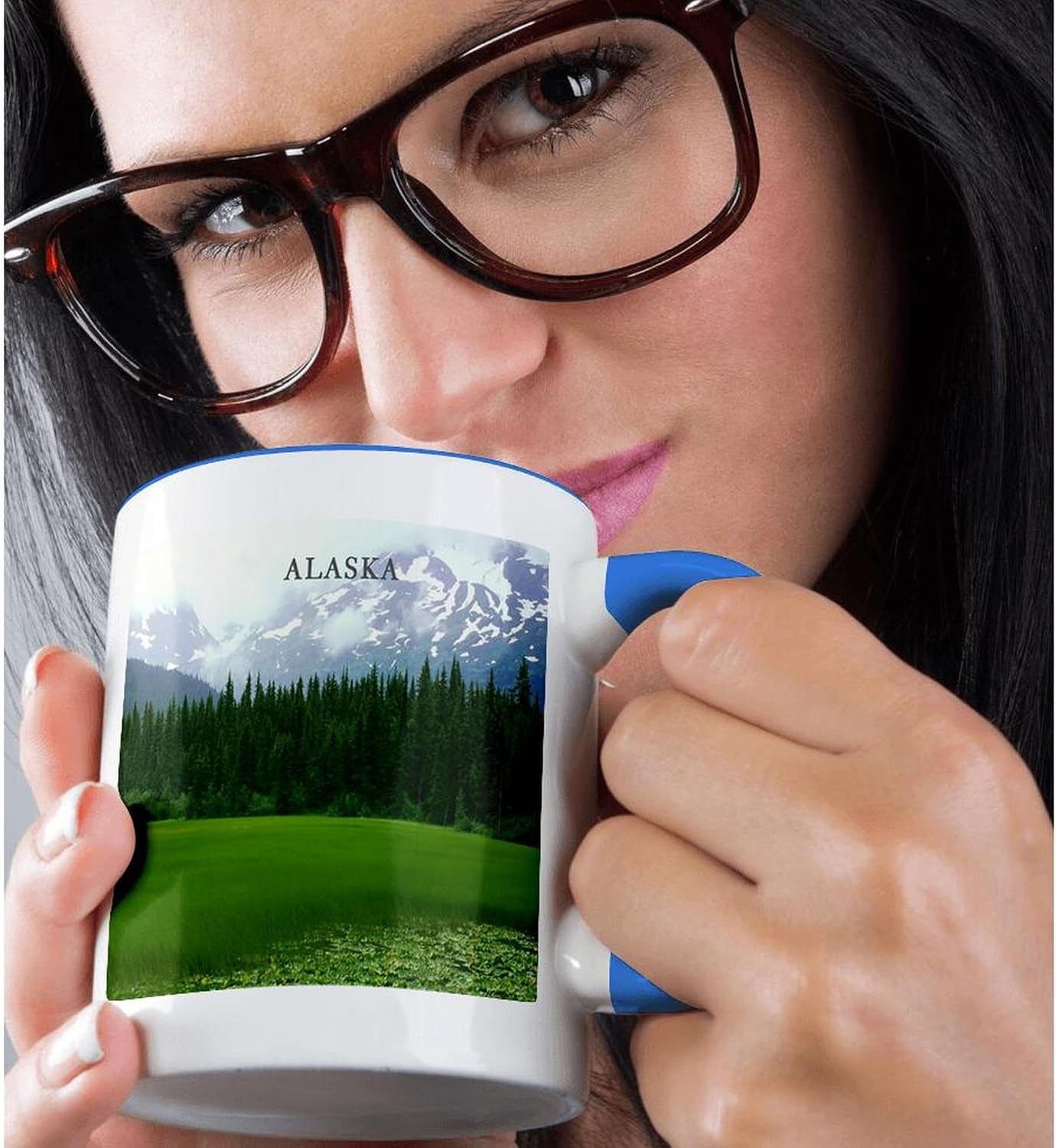 3dRose Beautiful Moose Pass Alaska 11oz Two-Tone Blue Mug