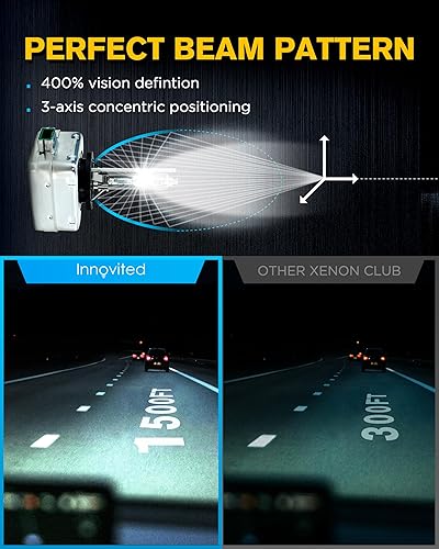 Miniatura 4 de Innovited D3S HID - Bombillas de xenón para faros delanteros, 6000 K, luz blanca fría, haz alto y bajo, 66340 42403 42302, etc. Bombilla de repuesto