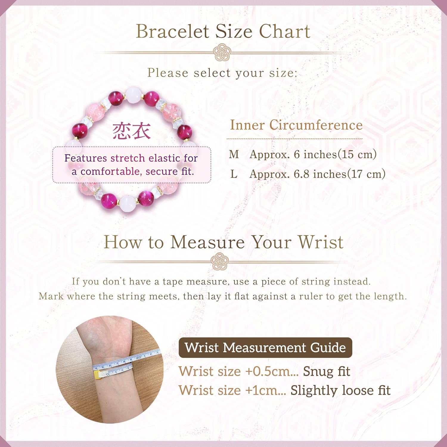 Spiritual Onmyoji Blessing Bracelet for Women-Love Attraction Marriage Reconciliation Healing Crystals Energy Bracelet with Guardian Stones, amulet- Pink Tiger Eye & Rose Quartz -Made in Japan - Mystic Link
