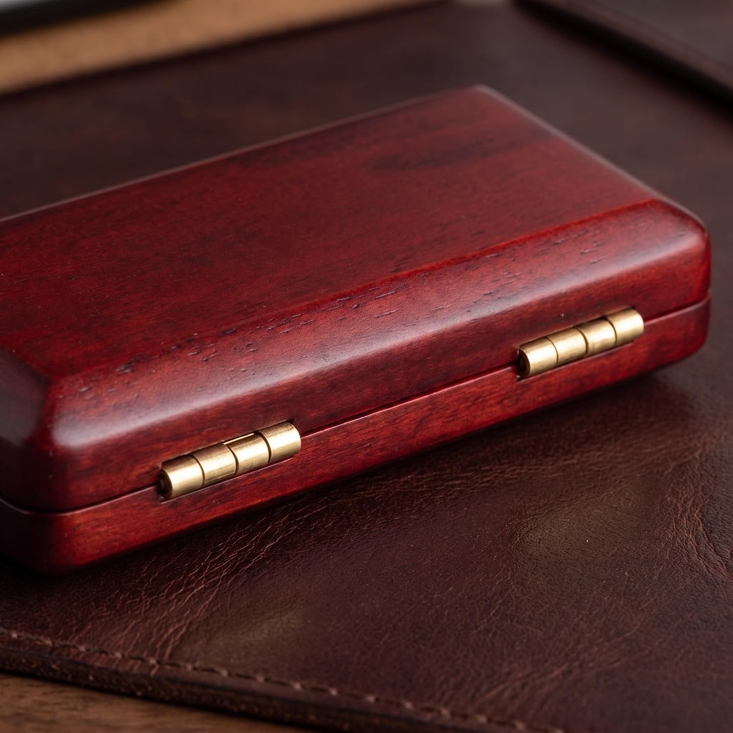 KALLORY Brown Wooden Oboe Reed Case 2 Slot Pocket Holder for Travel image 3