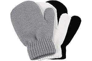 SATINIOR 3 Pairs Toddler Magic Stretch Mittens Little Girls Soft Knit Mitten...