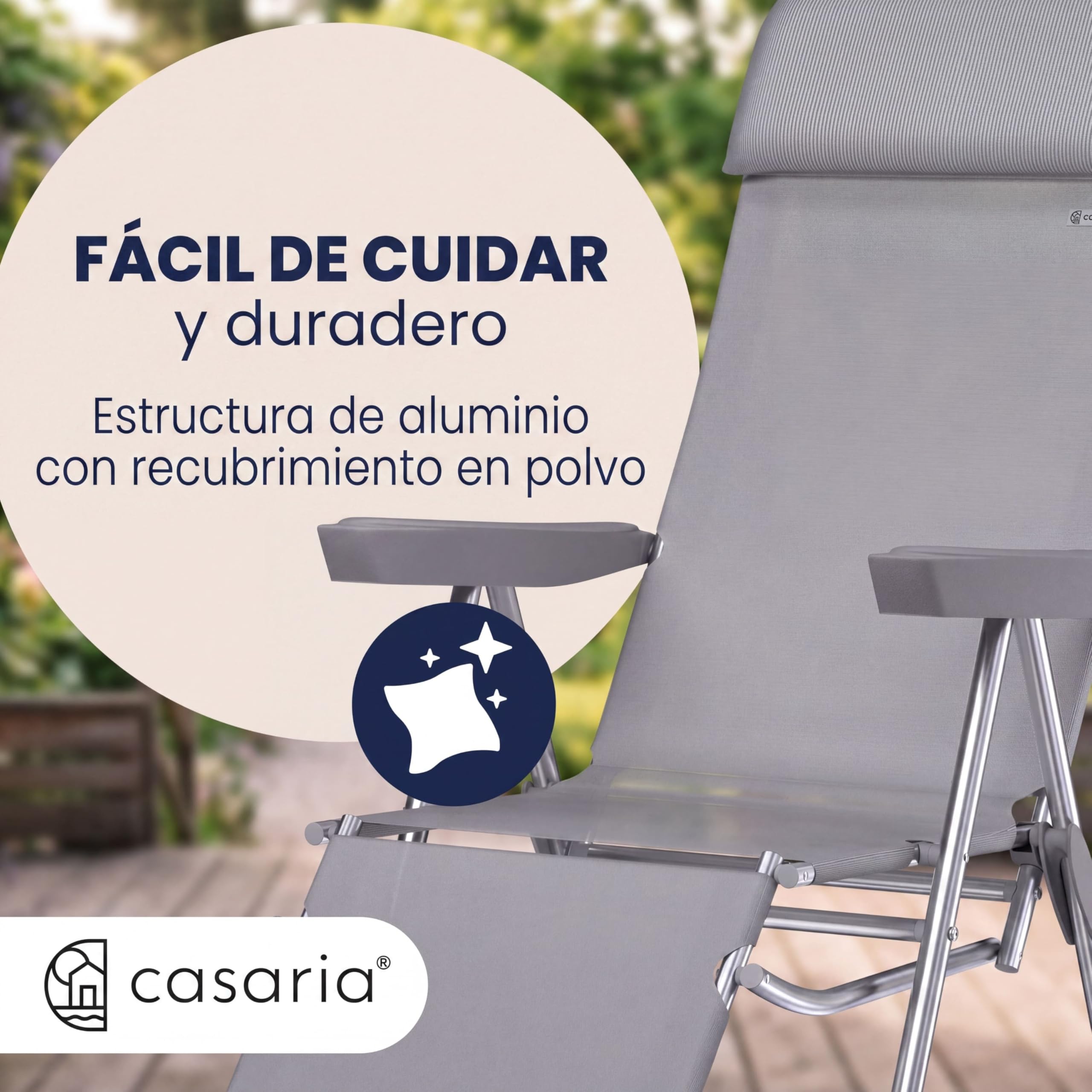 CASARIA® Sillas Gravedad Cero Plegables Set de 2 Reclinables Respaldo Alto Ajustable en 6 Posiciones Estructura Aluminio Exterior Jardín Balcón Playa Gris