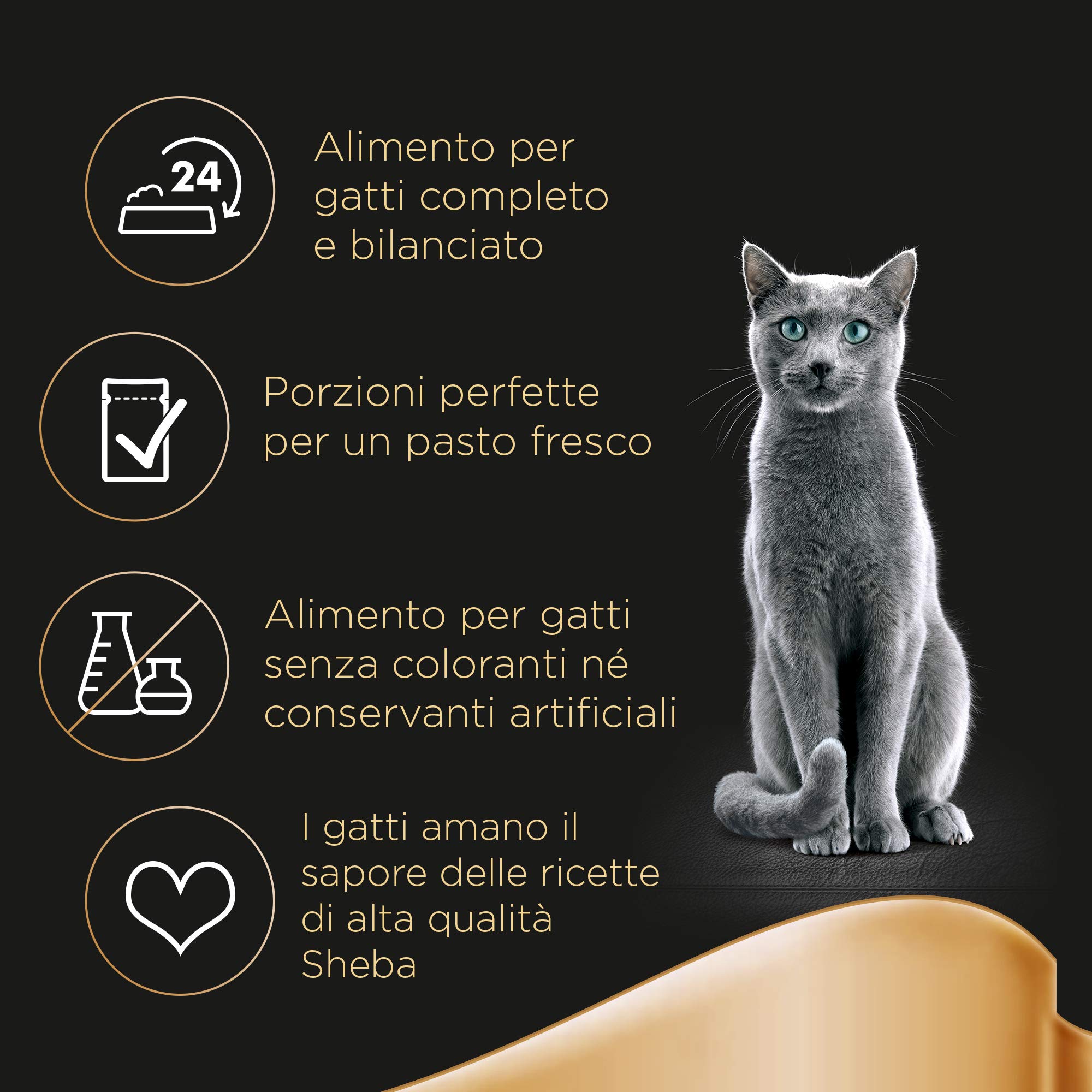 Sheba Selezione in Gelatina, gusti Pollo, Tacchino, Pollame, Anatra, cibo umido completo per gatti adulti, 72 Bustine da 85g