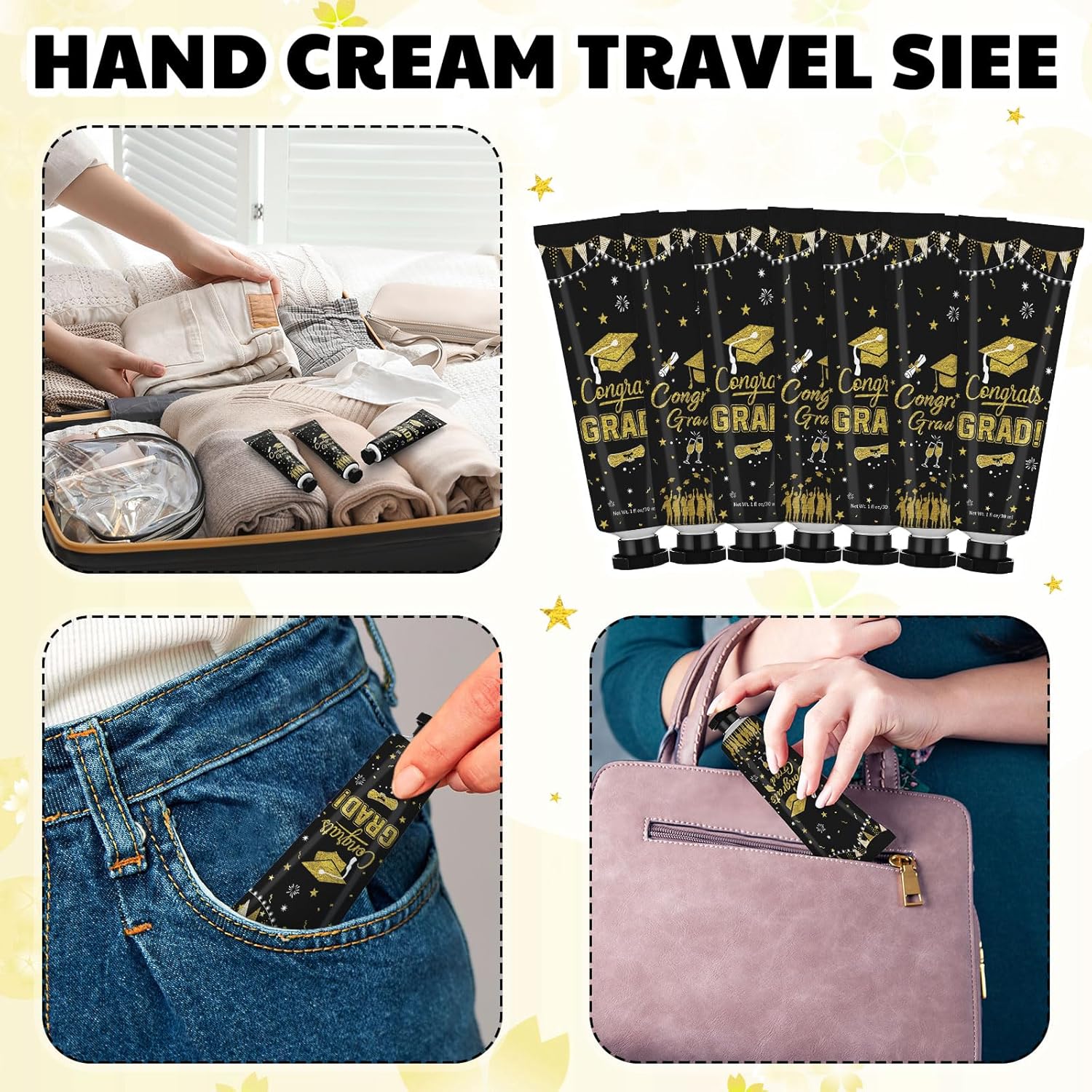 Loopeer 24 Pcs Class of 2026 Graduation Hand Cream Bulk Gifts Set Double-sided Design Graduation Hand Lotions Congrats Grad Party Favors for College and High School Graduates