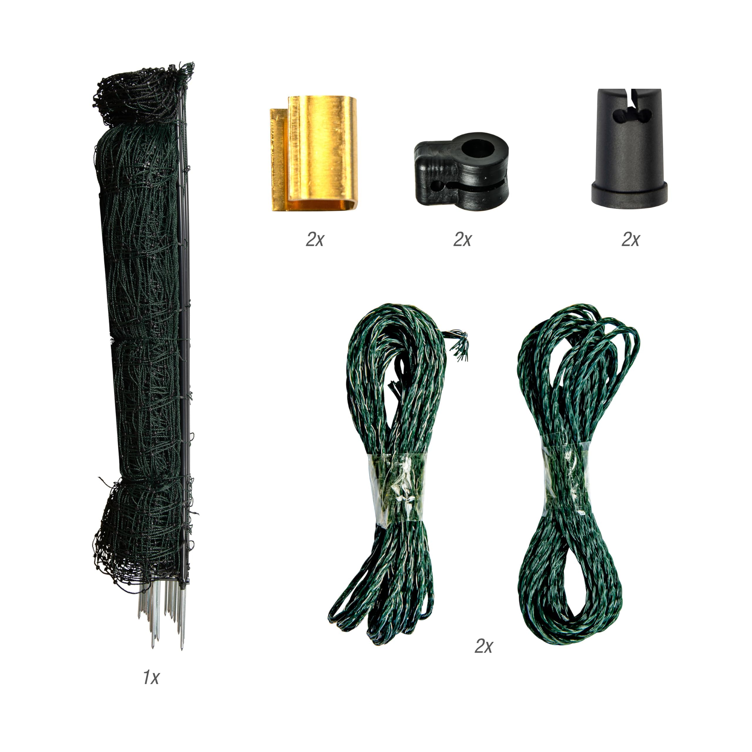 horizont easyLine Clôture pour poulets 50 m de long, 110 cm de haut – 14 piquets en fibre de verre à double pointe – Verte, clôture pour volaille sans électricité, clôture mobile, clôture électrique