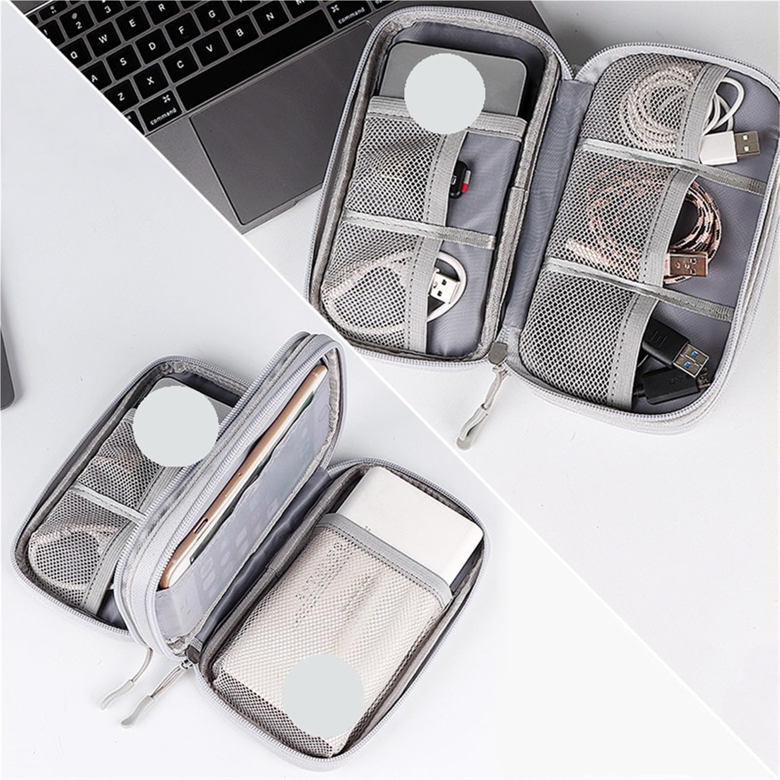 Borsa Organizer Per Cavi Borsa For Cavi Da Viaggio Custodia Digitale Portatile Caricabatterie Dati Organizzatore Accessori Elettronici Impermeabile(2 Layer-Black)