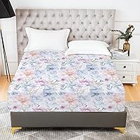 Vista 12 de YIYEA Sábana bajera ajustable floral, sábana ajustable de microfibra cepillada doble de bolsillo profundo tamaño matrimonial, sábana inferior