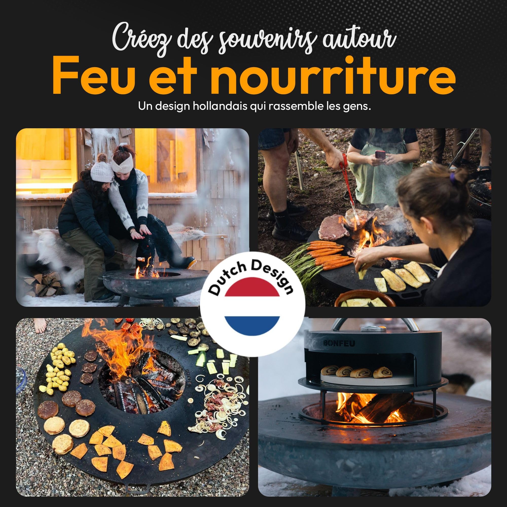 BonFeu BonPlancha Plaque de Grill Ø80cm Gaz & Bois Acier