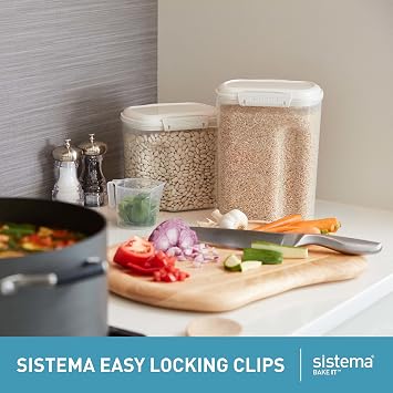 Systema BAKE IT cooking set storage box set, 5 bulk boxes with lid and 2 measuring cups, BPA free, perfect for muesli, flour, pasta and more