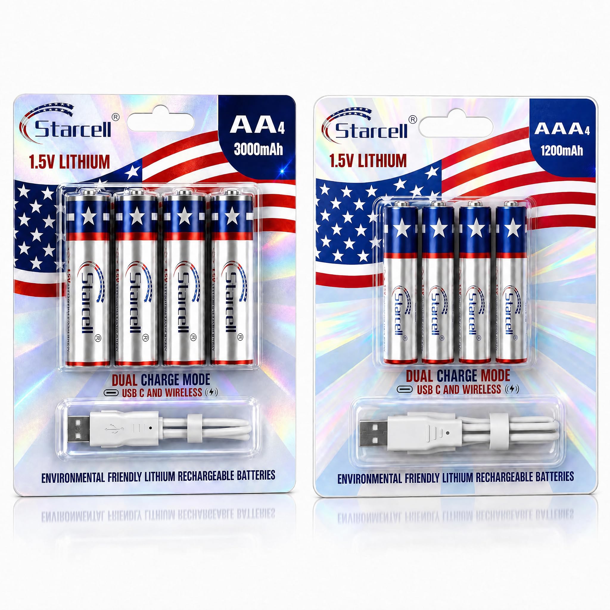 Rechargeable AA AAA Batteries & Charger Kit | 1.5V High Capacity 𝕃𝕚𝕥𝕙𝕚𝕦𝕞 3000 mAh | Pack of 8 Batteries(4+4) |1500+ Cycles |15‑Years Life | OEM | Made in United States-image-8