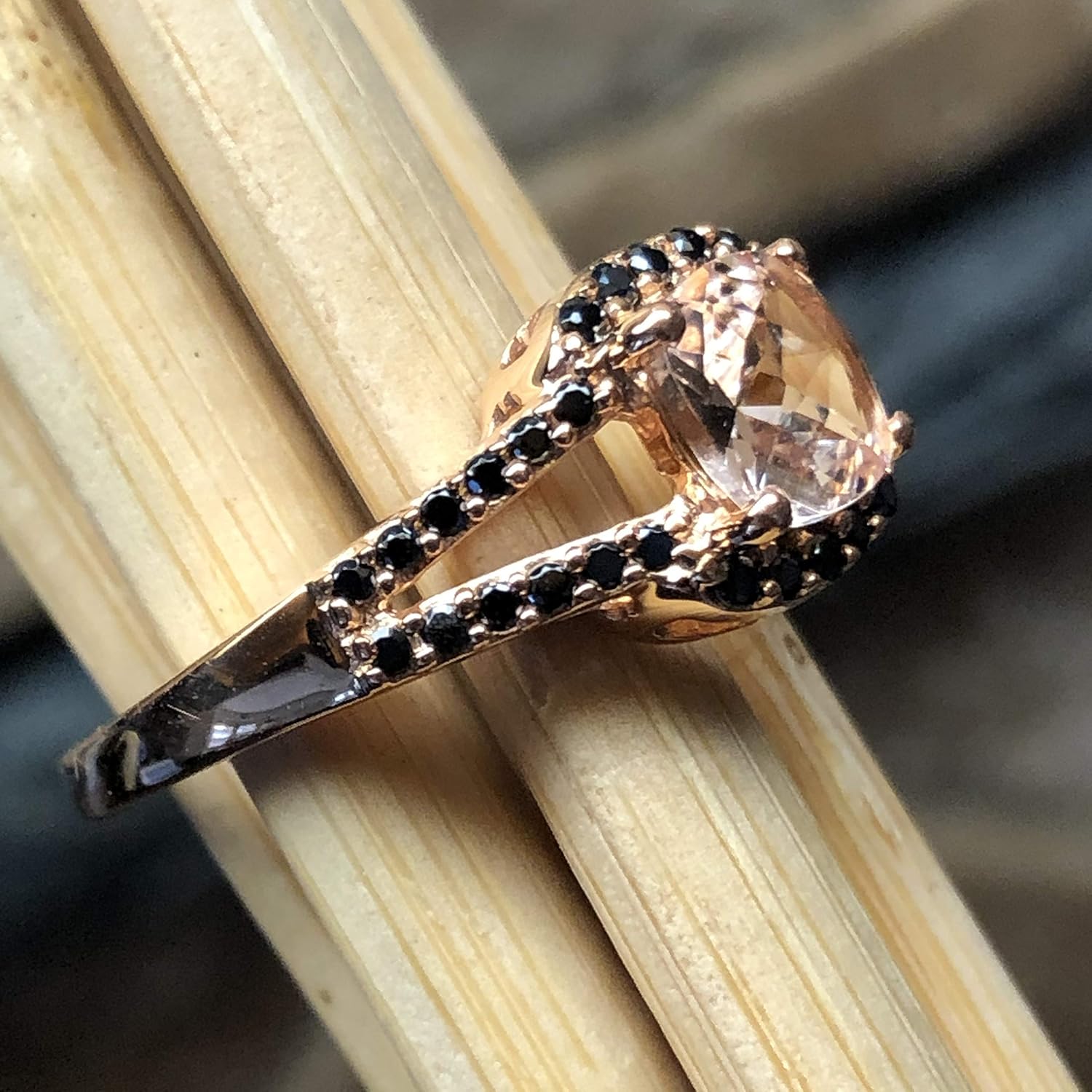 Natural 1ct Peach Morganite, Spinel 14k Rose Gold Over Sterling Silver Engagement Ring Size 5, 6, 7, 8, 9 - Image 6