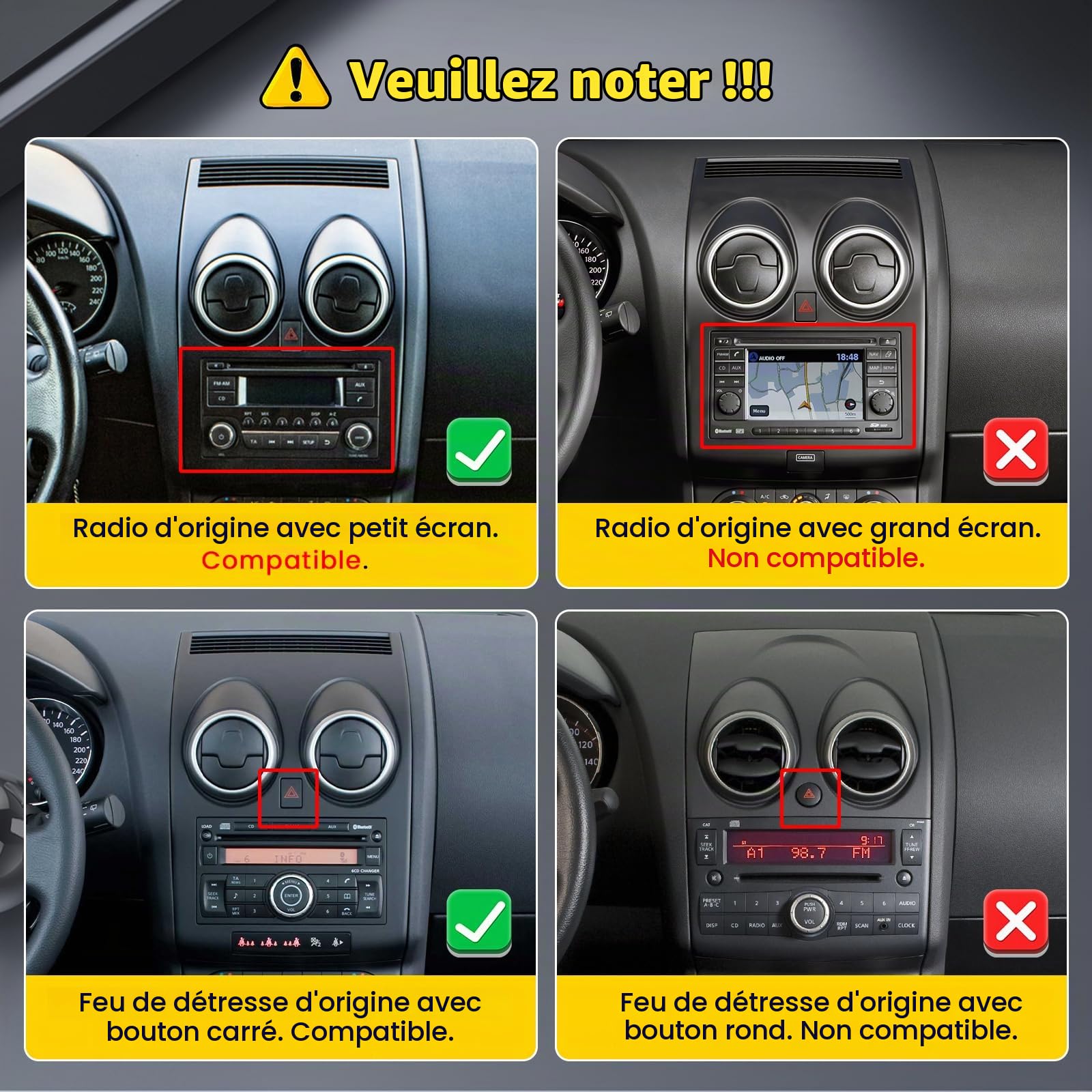Inefala 4+64G Autoradio Android 15 pour Nissan Qashqai 2006-2016