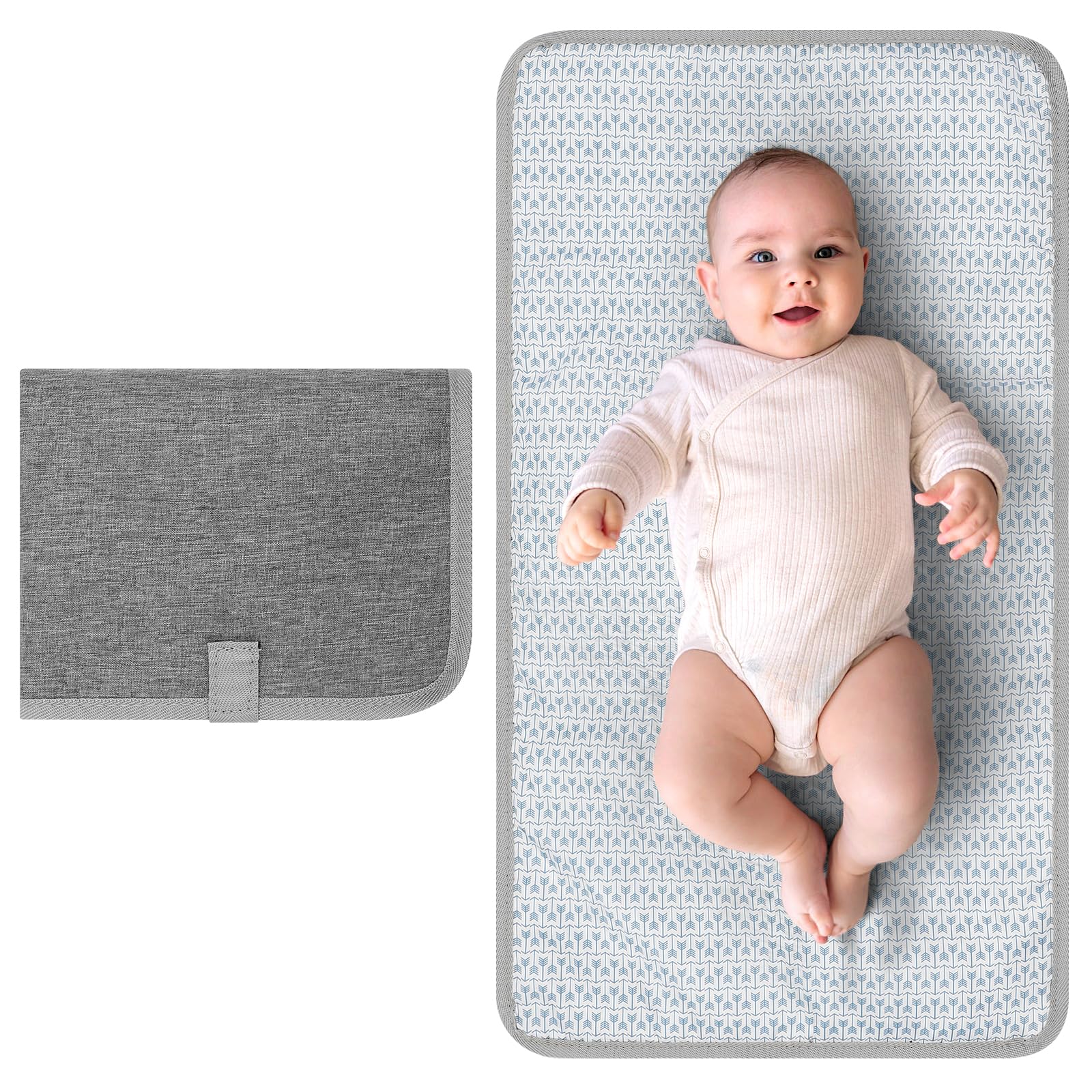 Accmor Cambiador de pañales portátil, impermeable, cambiador de pañales para bebé, portátil, cambiador de viaje para bebé, gris