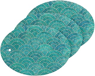 susiyo Teal Mermaid Fish Scale Wave Scrub Sponges Multi-Use Scrubbing Sponge for Cleaning Kitchen Washing Dishes & Bathroom (Set of 3)