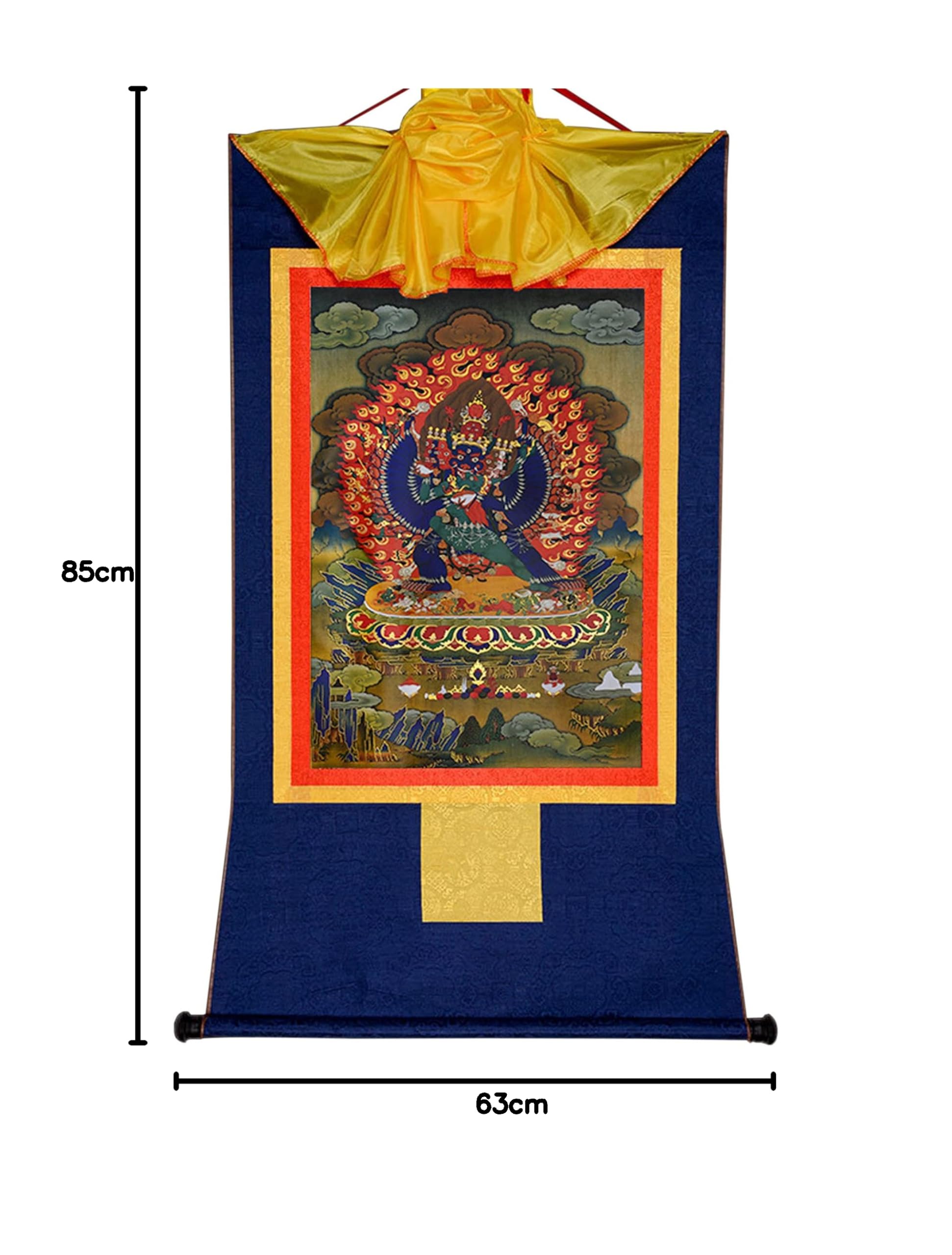 Gandhanra Thangka Tibetische Wandbehang,Yamantaka Thangka,Vajrabhairava Thangka,Heißgeprägter Buddha Wandteppich für Zen Wohnkultur, Meditation, Spirituelle Entspannung und Ruhe
