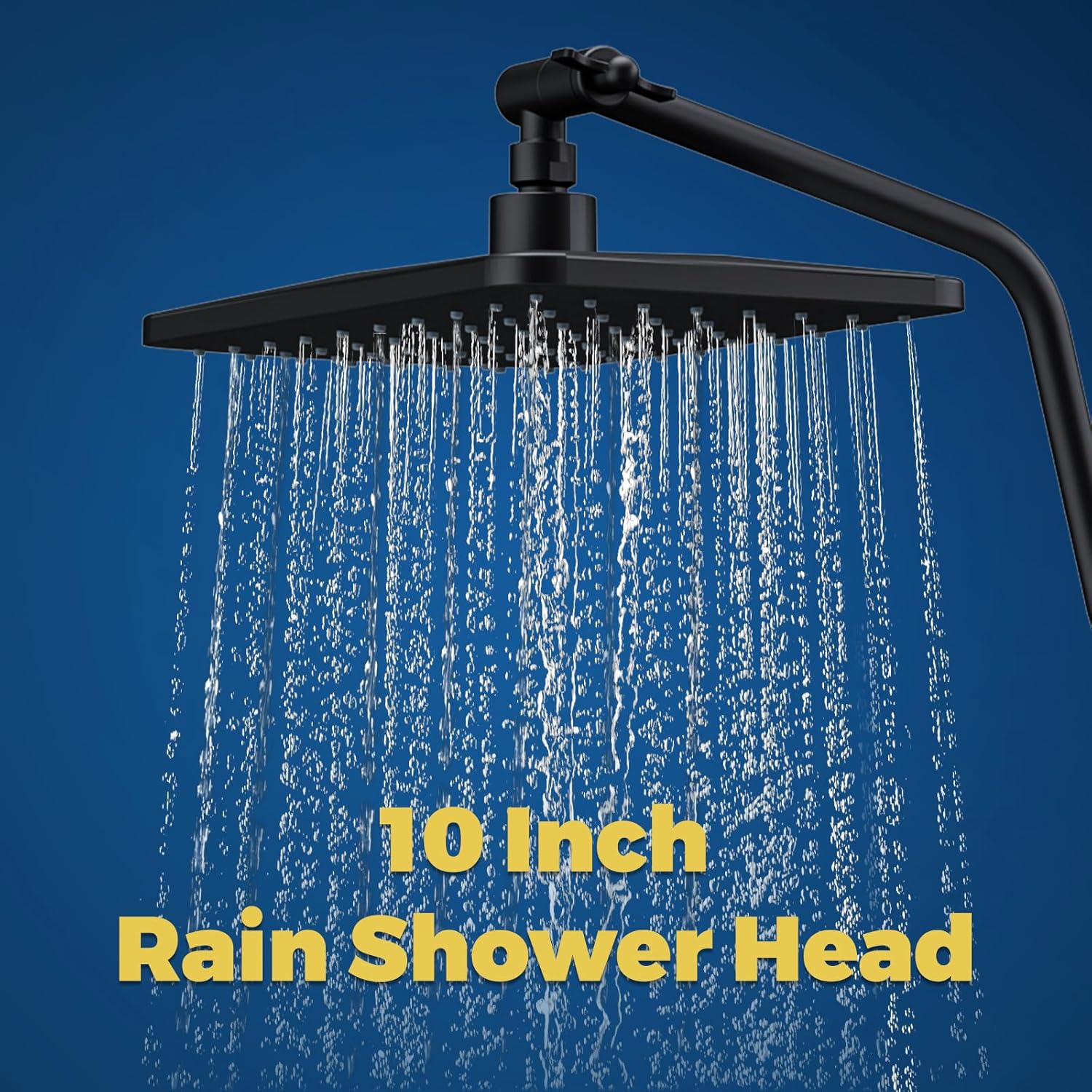 WRISIN 10 Inch Rain Shower Head with Handheld Spray, 7-Function Handheld Showerhead, Adjustable Metal Shower Extension Arm, Stainless Steel Hose, Matte Black