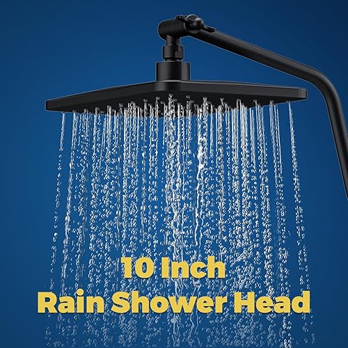 Miniatura 4 de WRISIN Cabezal de ducha de lluvia de 10 pulgadas con rociador de mano, cabezal de ducha de mano de 7 funciones, brazo de extensión de ducha de metal