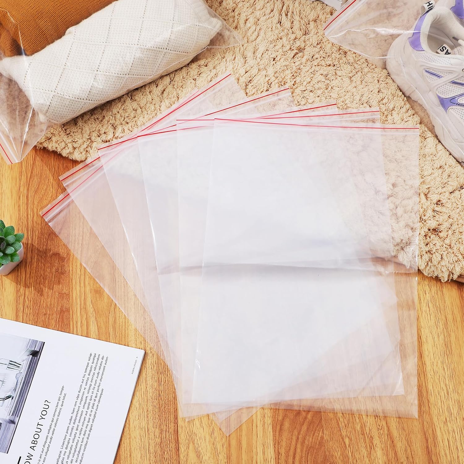 SUPVOX 10pcs Resealable Bags for Storage Large Pe Self-sealing Bags for Shoes for Food Multi-functional with Tight Closure for Travel for Household Use image 4
